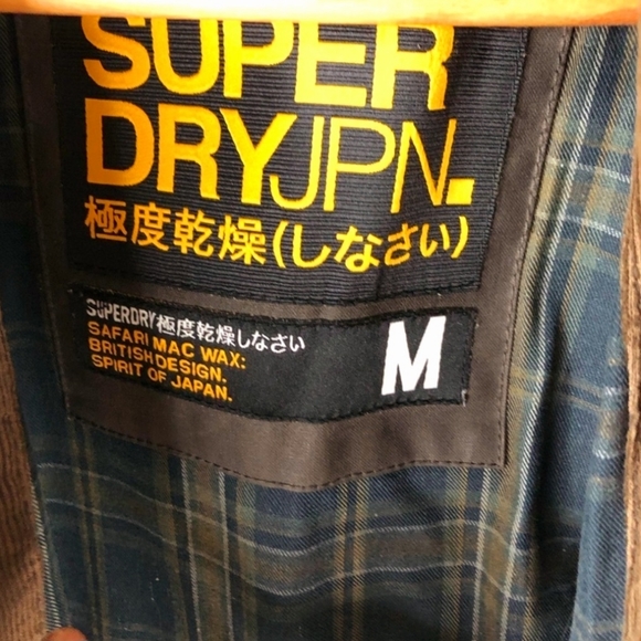 Superdry brown safari wax tartan lined and corduroy jacket/parka. Size M - Picture 9 of 11